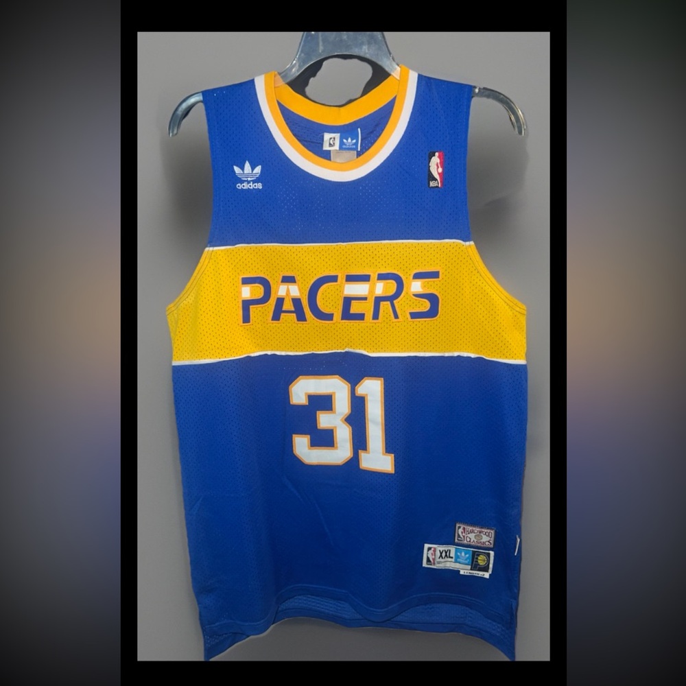 Vintage Adidas NBA Hardwood Classics Reggie Miller #31 Pacers Blue Jersey XXL